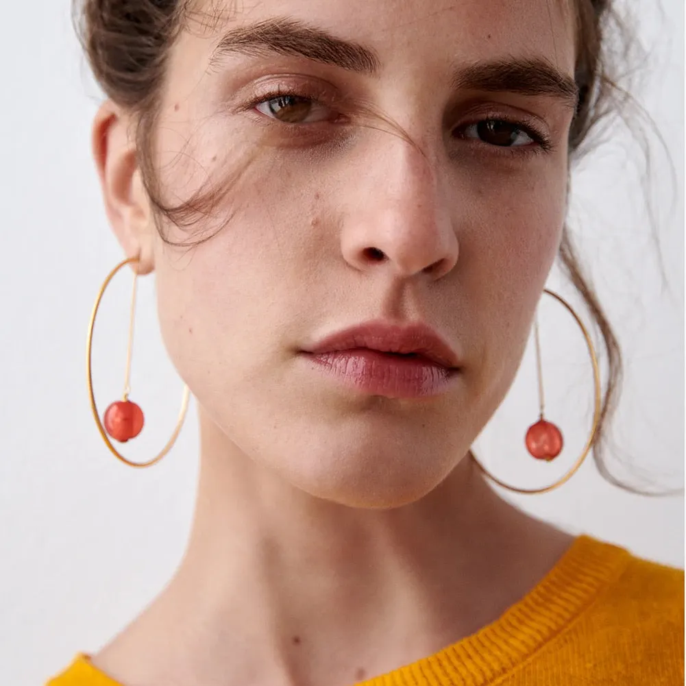Dvacaman 2020 New Fashion Irregular Ceramic Pendant Earrings Women Vintage Handmade Resin/Wood/Metal Long Drop Earrings Jewelry