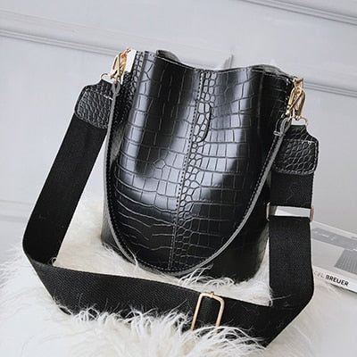 Vintage Women Crossbody Bags For 2022 New Shoulder Bag Fashion Handbags And Purses Leather Stone Pattern Zipper Bucket Bags