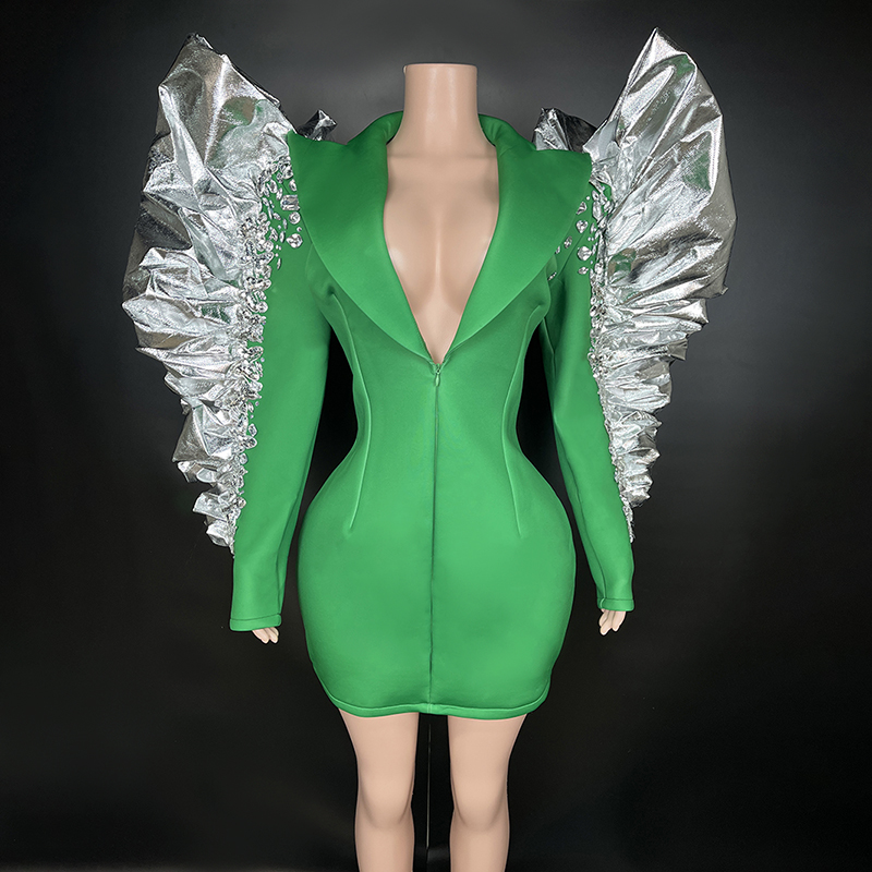 TAAFO  Evening Dresses Women's Clothing Lingerie Green Short Gowns For Ladies Casual Deep V With Zip