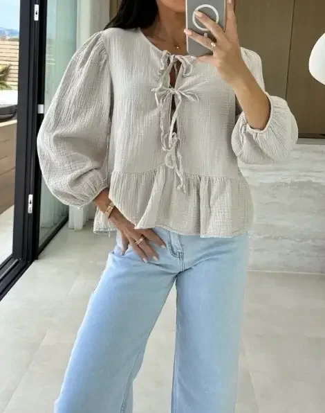 Cotton gauze blouse top - 8267