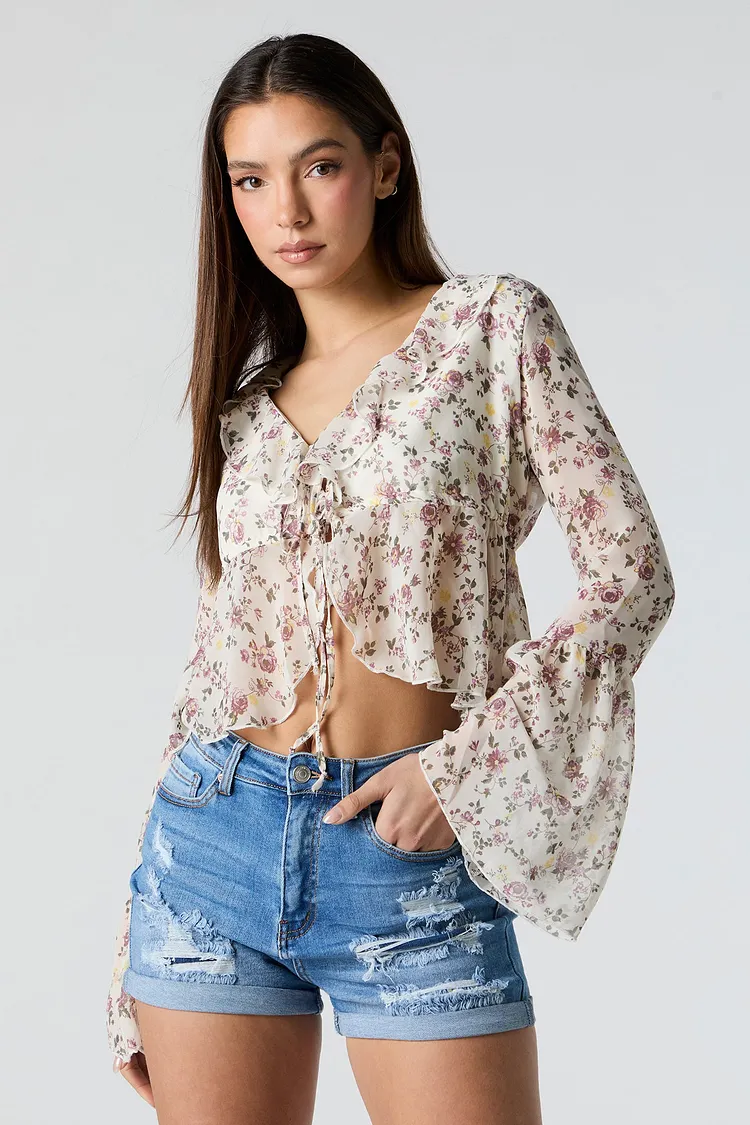 Mom Distressed Denim Short