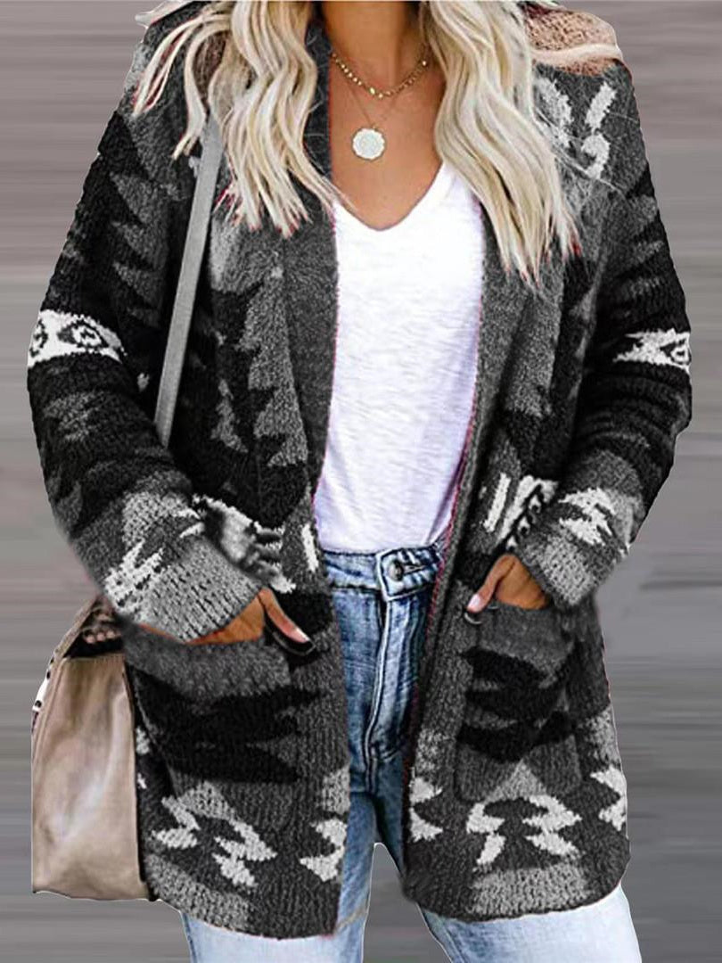 Women Long Sleeve V-neck Graphic Floral Printed Top
