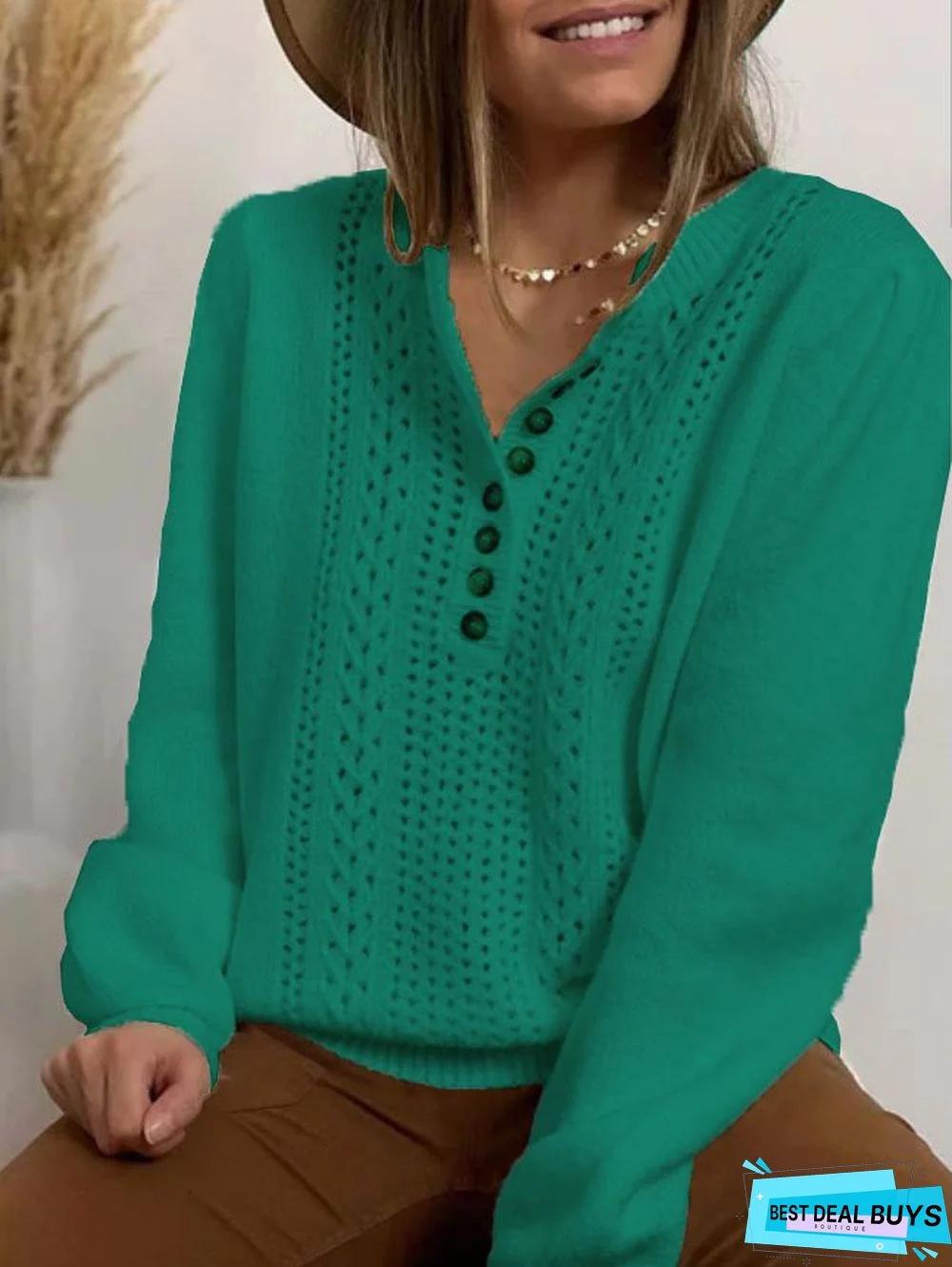 Long Sleeve  Cotton-blend  Crew Neck Casual  Winter  White Knit