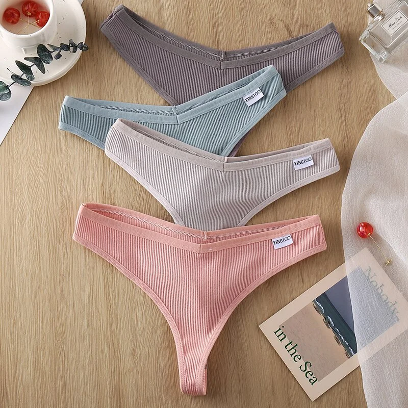 Billionm Sexy Panties Cotton Thongs Women Underwear Striped G-String Sexy Lingerie Soft Female Underpants Girls G-String Panties