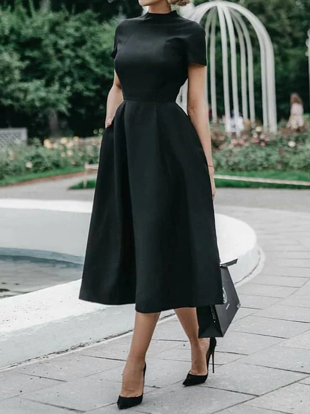 Women'S Dresses Round Neck Short Sleeve Slim Dress