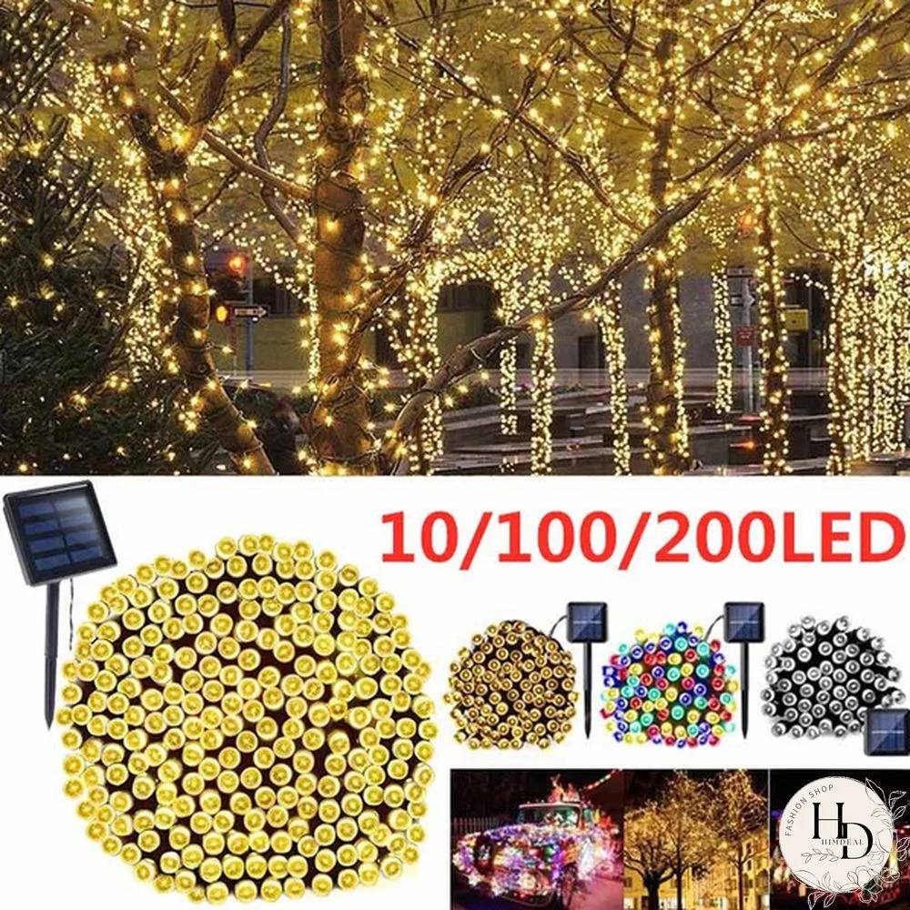 Solar Powered 100/200 LED or Battery Operated 10/20/40/80 LED Indoor and Outdoor Fairy Starry String Lights for Garden/ Christmas Tree/ Fence/ Wedding Decor