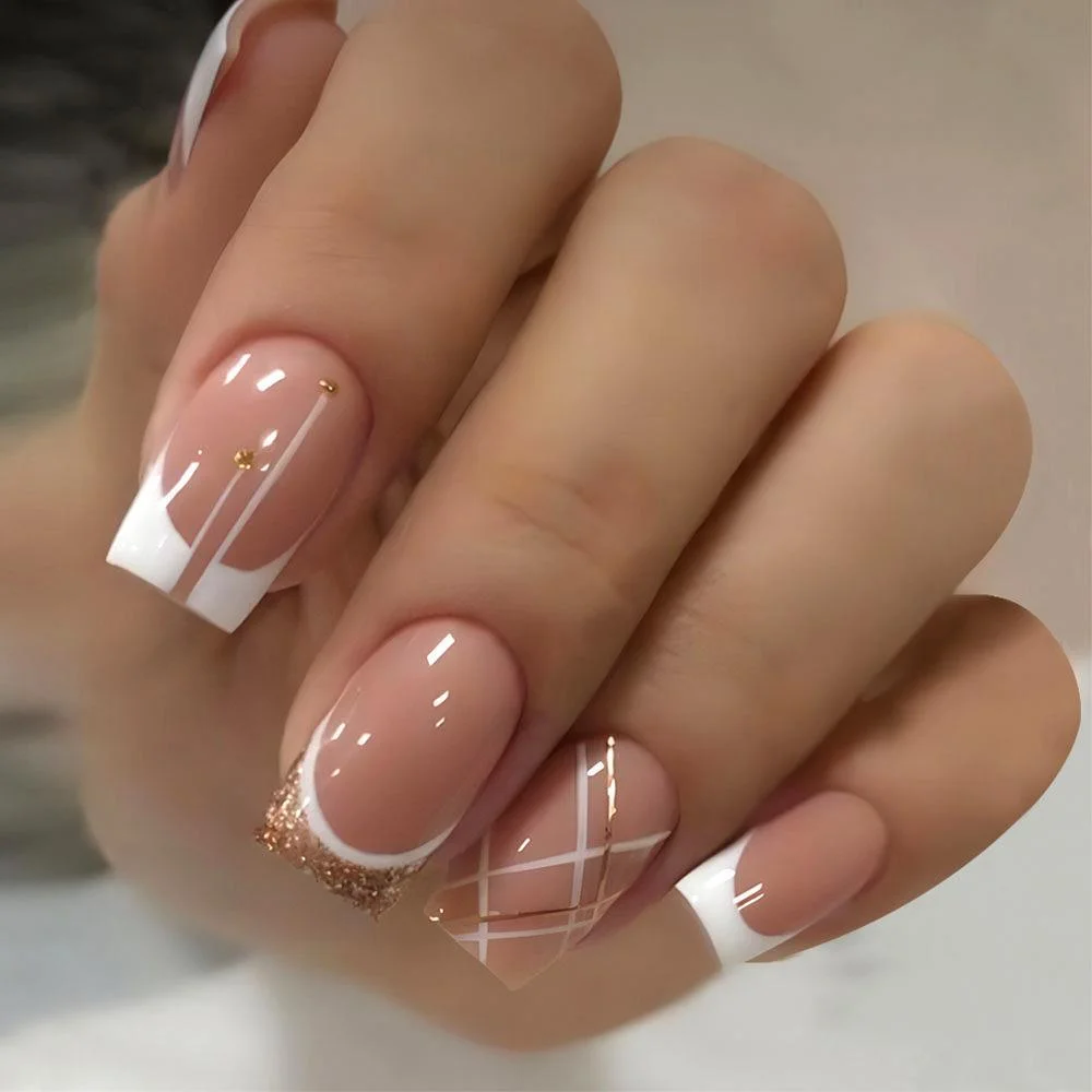 Churchf Nail Nail Clip French Gild Line Short European Manicure Nails Nails Nails