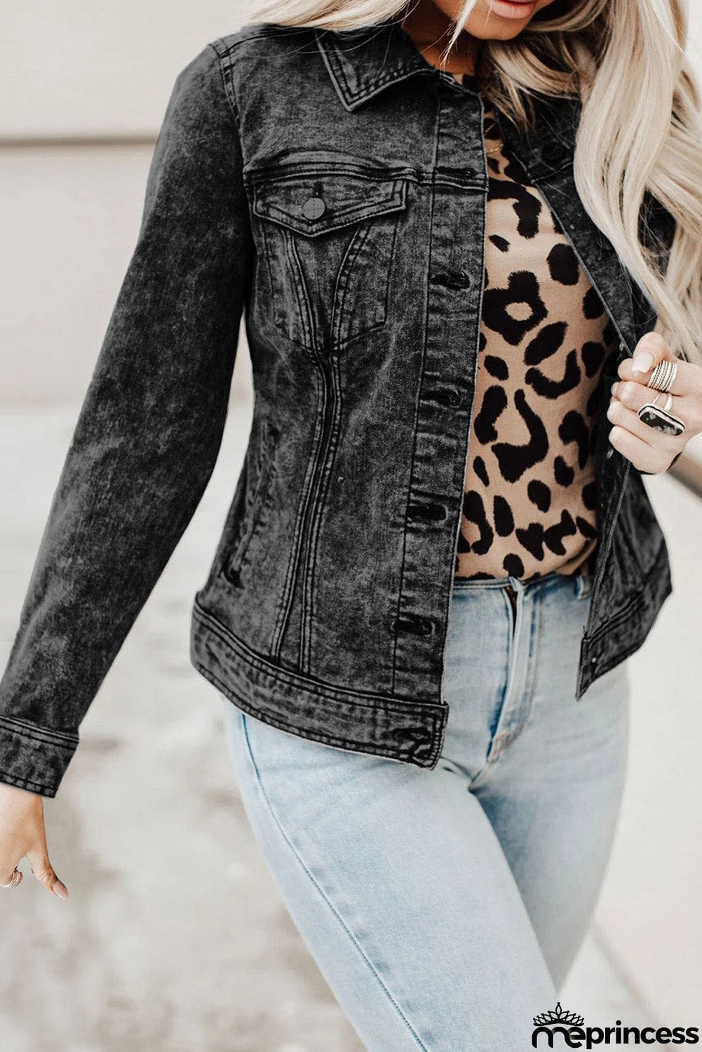 Wash Button Pocket Denim Jacket