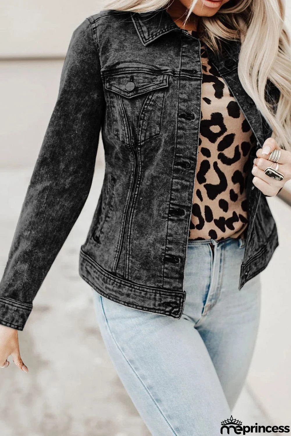 Wash Button Pocket Denim Jacket