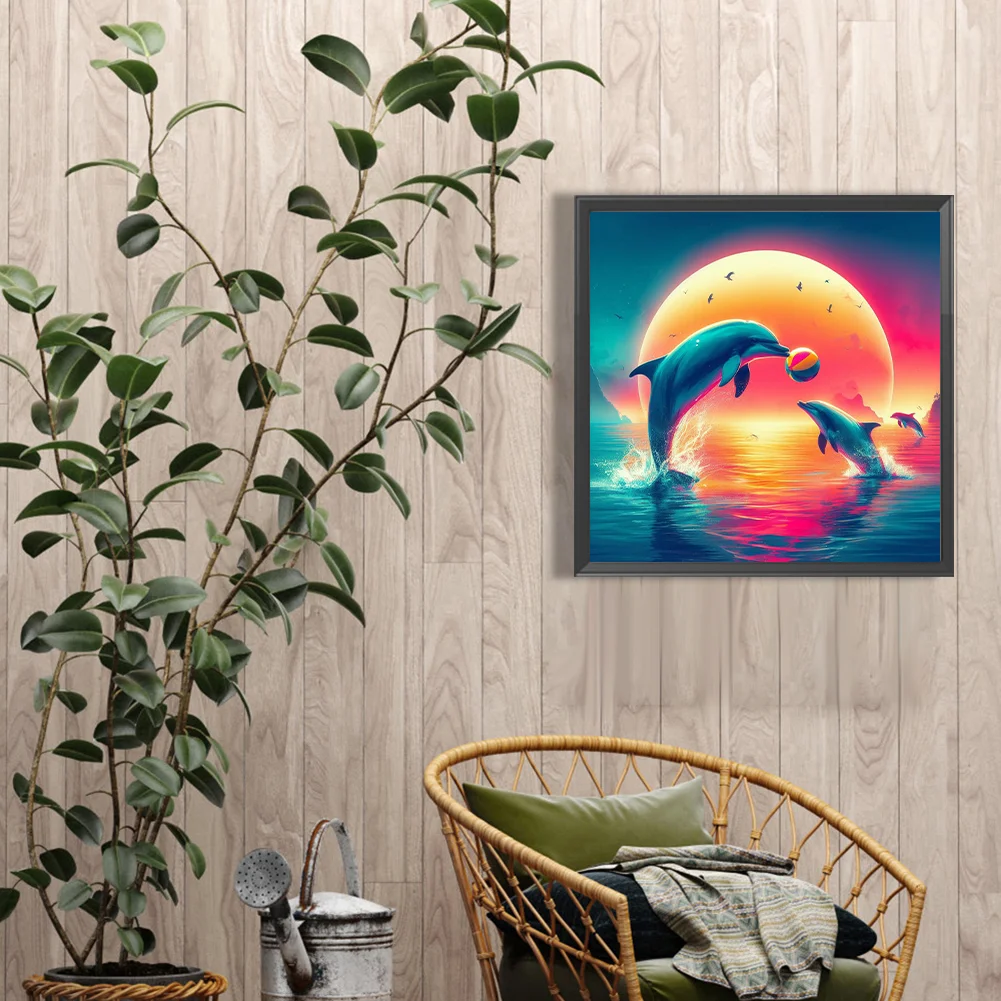 Diamond Painting - Full Round Drill - Dolphin(Canvas|40*40cm)