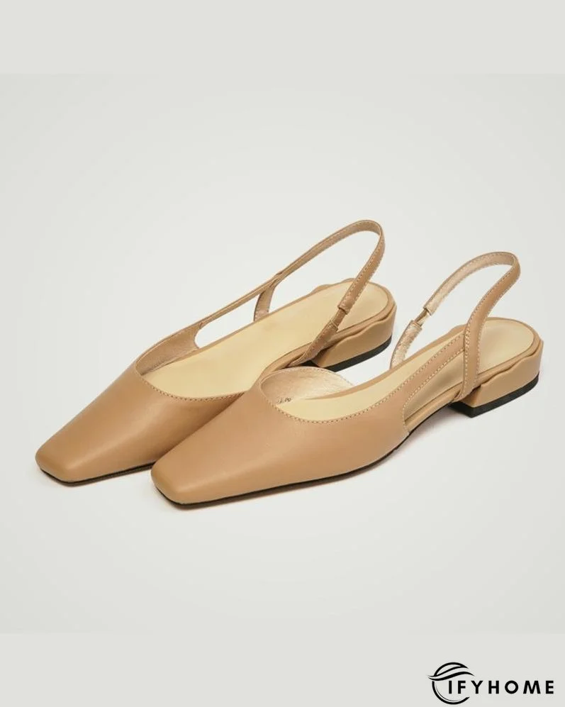 Square Toe Cutout Slingback Slip On Shoes | IFYHOME