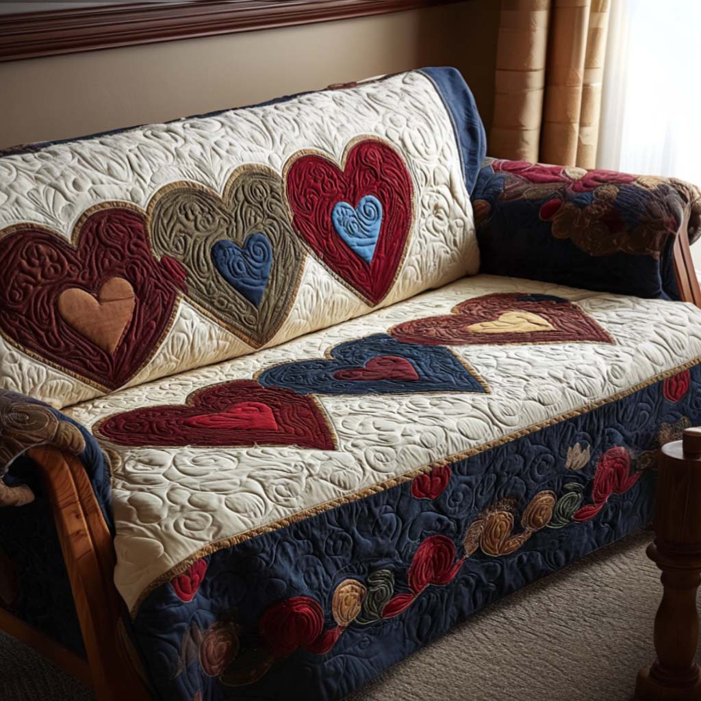 Heart Harmony Quilted Sofa Cover NCU0NT11525 everthome