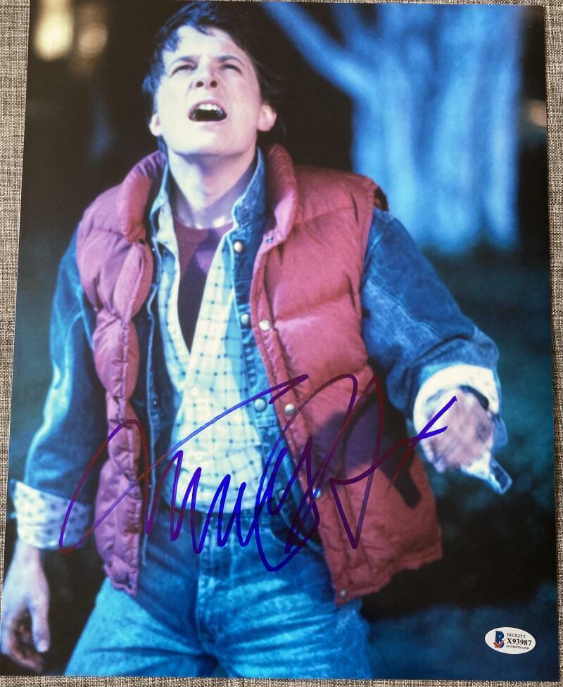 MICHAEL J. FOX SIGNED AUTOGRAPH - BACK TO THE FUTURE RARE 11X14 Photo Poster painting BECKETT 25