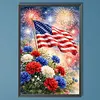 Diamond Painting -DIY Round Drill Independence Day Flag and Flowers(60*40CM)