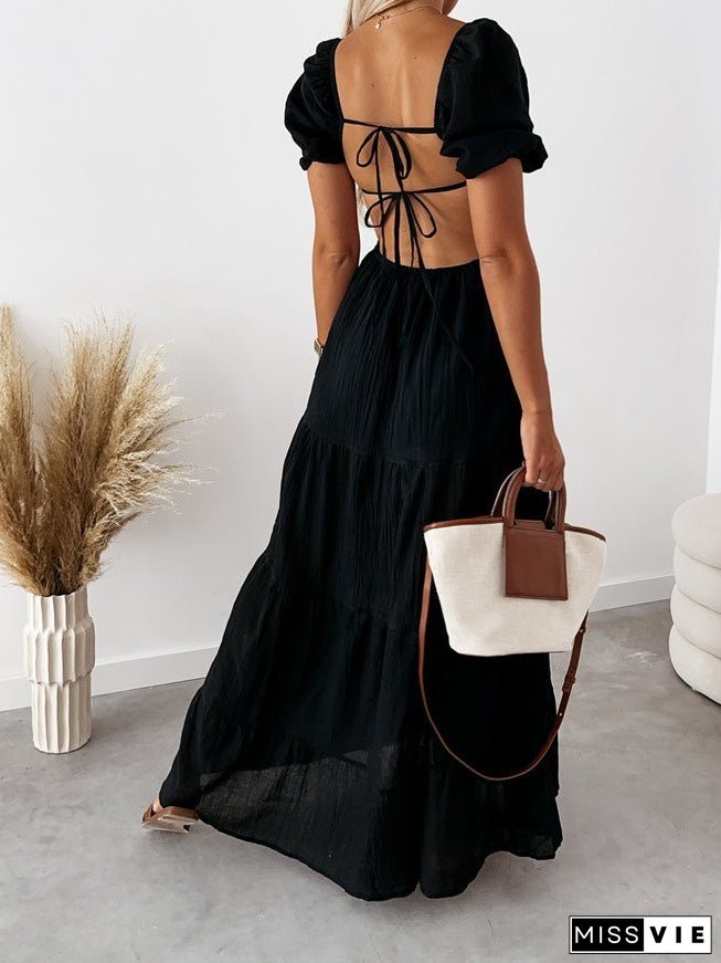 Women's Dresses Short Sleeve Off Shoulder Strap Dress