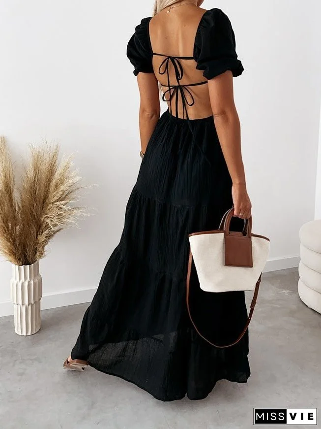 Women's Dresses Short Sleeve Off Shoulder Strap Dress