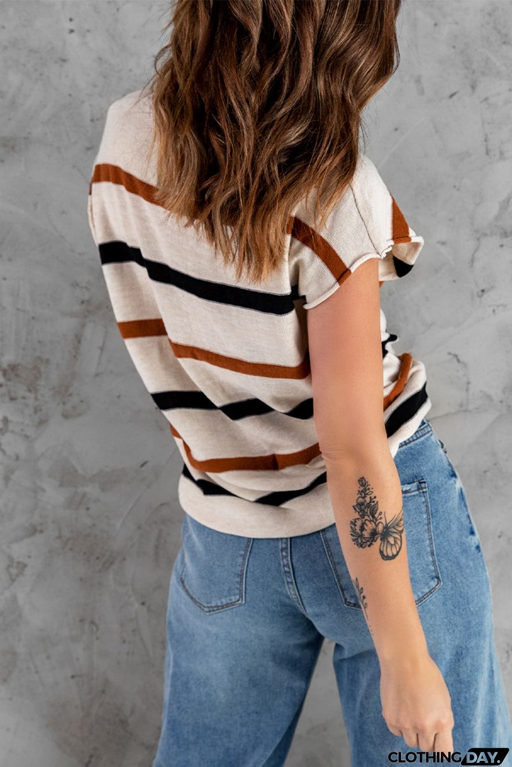 Casual Striped Knit Sweater Top