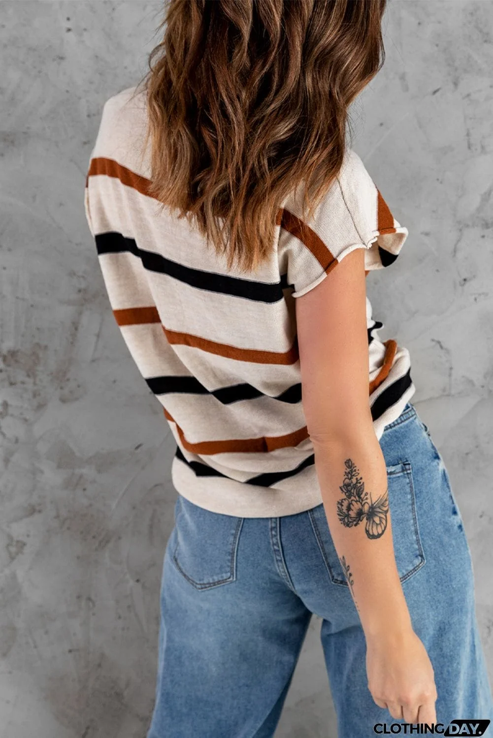 Casual Striped Knit Sweater Top