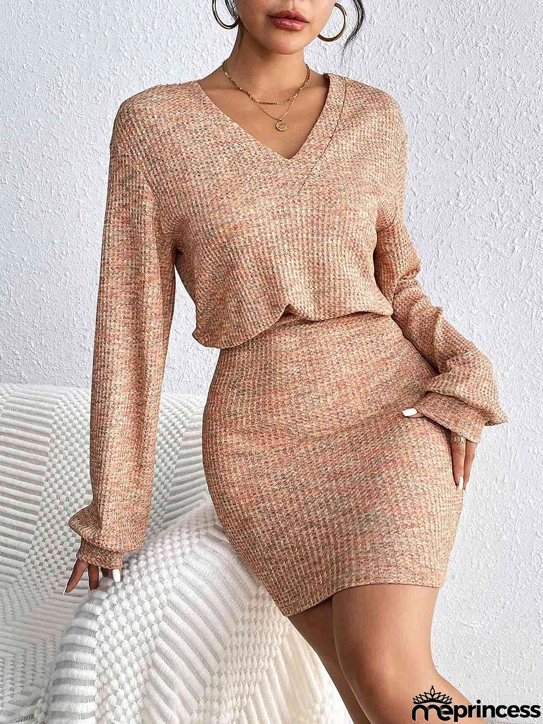 Lace Detail V-Neck Mini Dress
