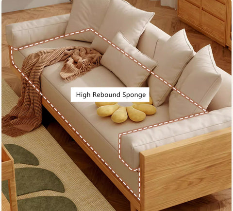 Japandi Solid Wood Frame Sofa Bed - amazon