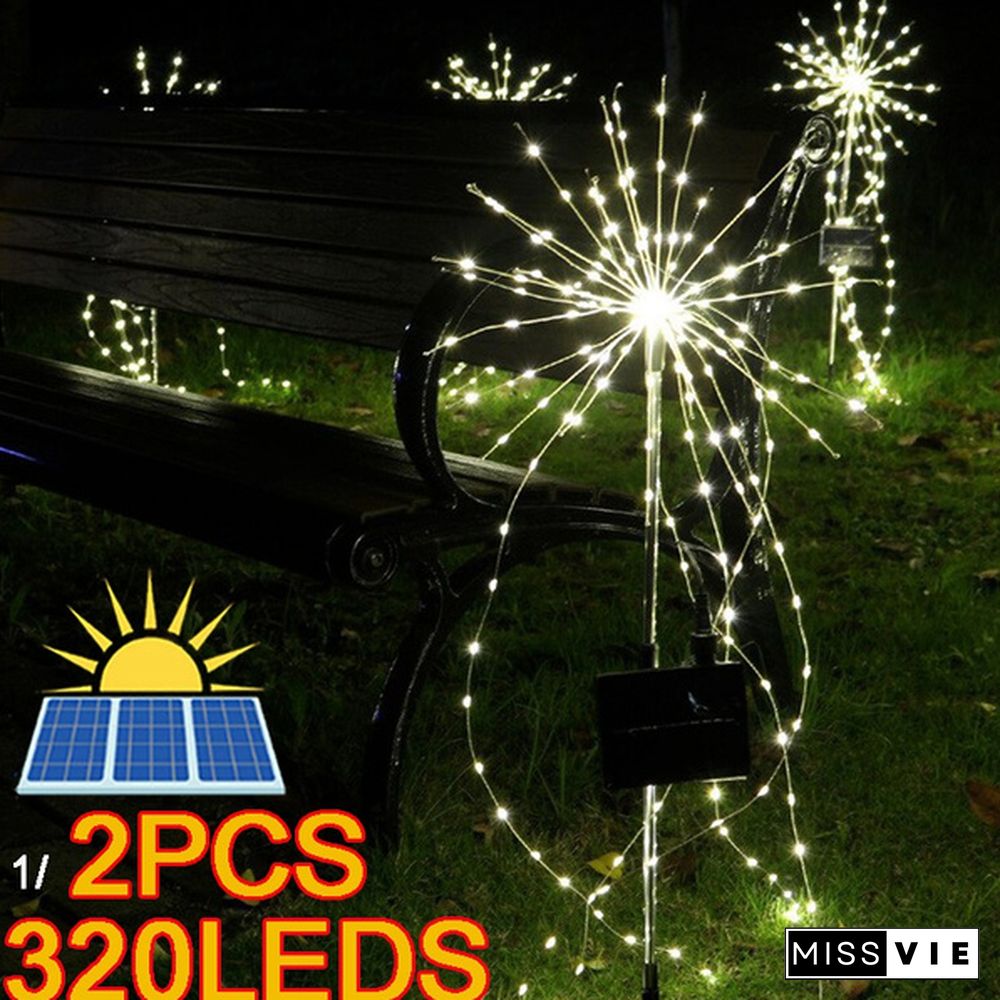 2PCS Solar Powered Garden Lights Outdoor Grass Globe Dandelion Lamp for Lawn Landscape Garden Holiday 1/2PCS