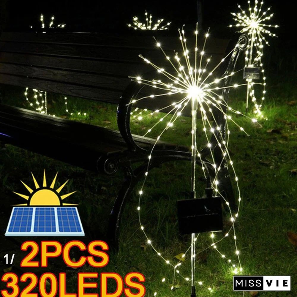 2PCS Solar Powered Garden Lights Outdoor Grass Globe Dandelion Lamp for Lawn Landscape Garden Holiday 1/2PCS