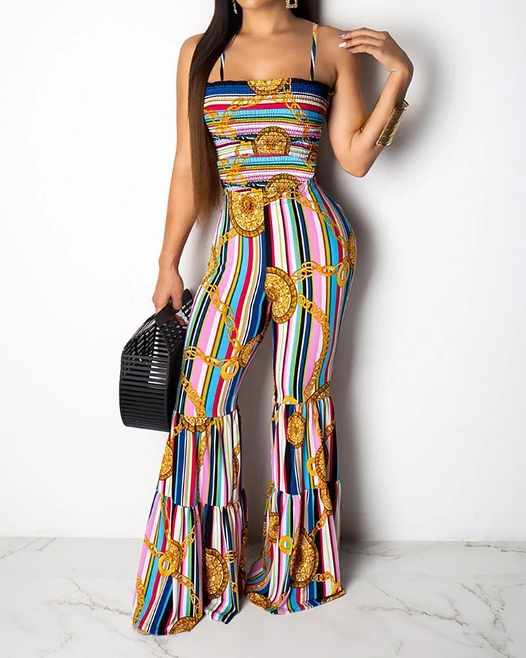 Rainbow Stripe Flare Jumpsuit