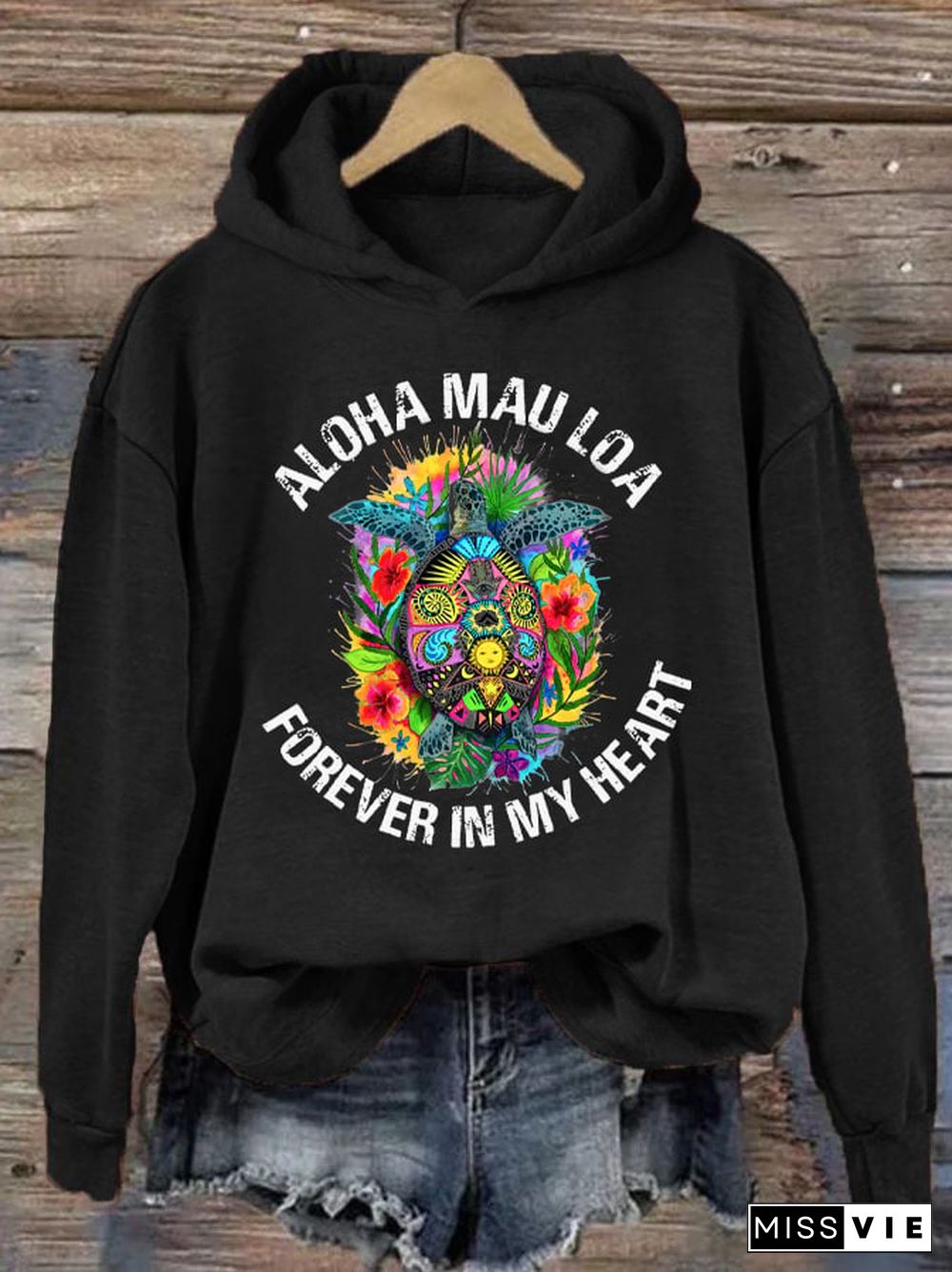 Women's Aloha Mau Loa Lahaina Forever In My Heart Print Hoodie