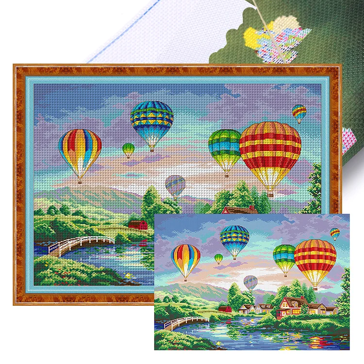『Spring Brand』Hot Air Balloon Ride - 11CT Stamped Cross Stitch(75*60cm)
