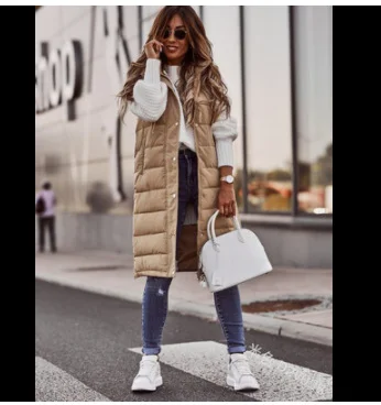 Brownm Brownm Casual Solid-Colored Hooded Sleeveless Sleeveless Vest Coat Q024