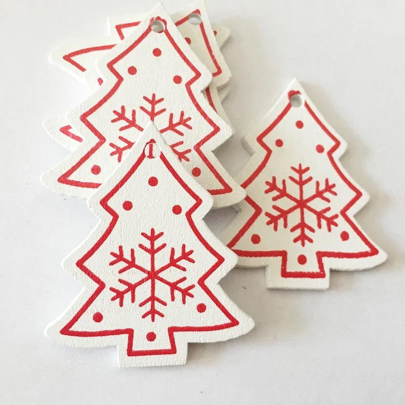 10Pcs 5cm Christmas Tree Wooden Pendants Ornaments Xmas Tree Hanging Ornament Christmas Decorations for Home New Year Gifts 2020