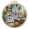 Kitchen Long Stitch DIY Stamped Embroidery Kit with Embroidery Hoop Cross Stitch Kit 30x30cm for Beginners Craft Lovers Gift tapestrymarket