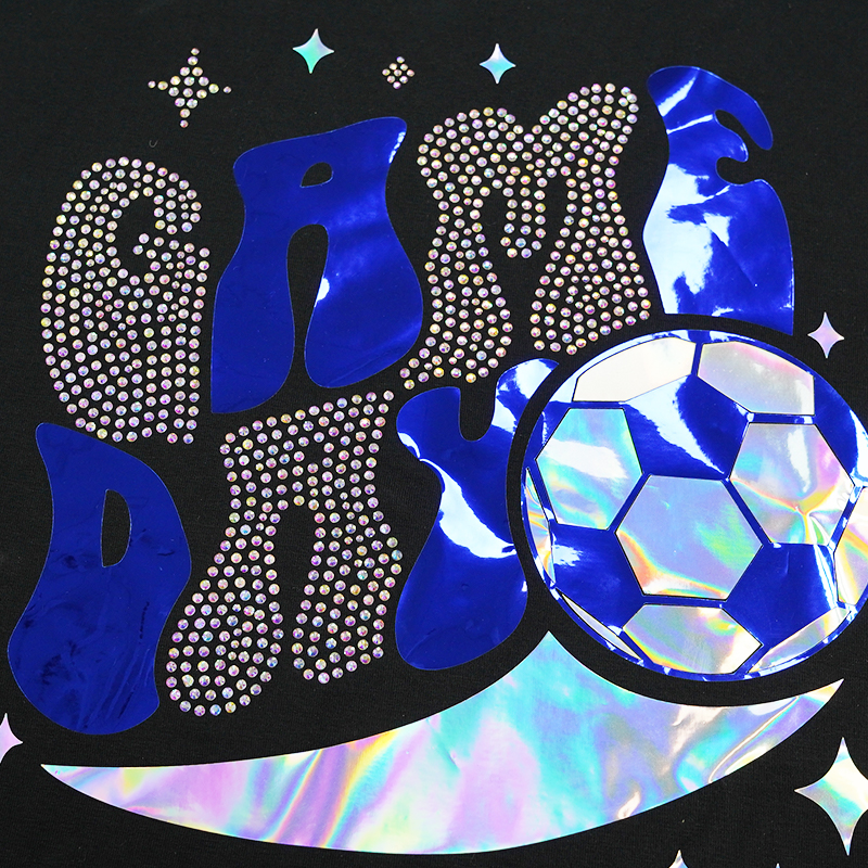 Bling ab crystal rhinestone soccer Hologram Vinyl heat press Transfer  