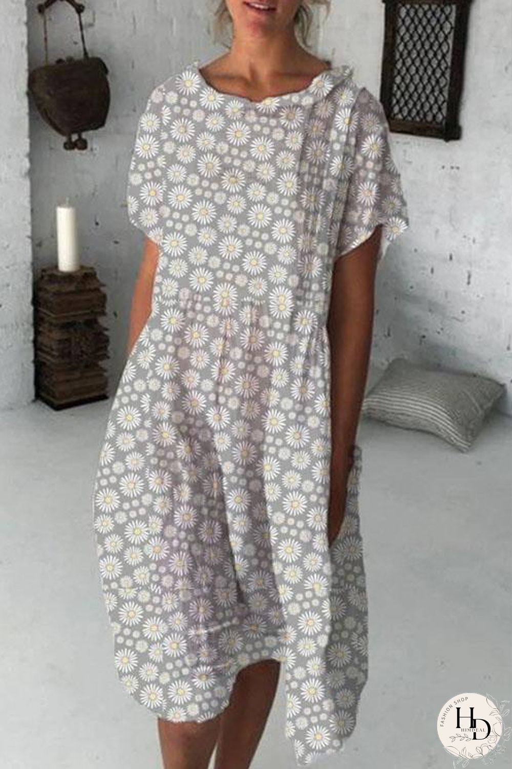 Hollow Out Sunflower Casual Dress