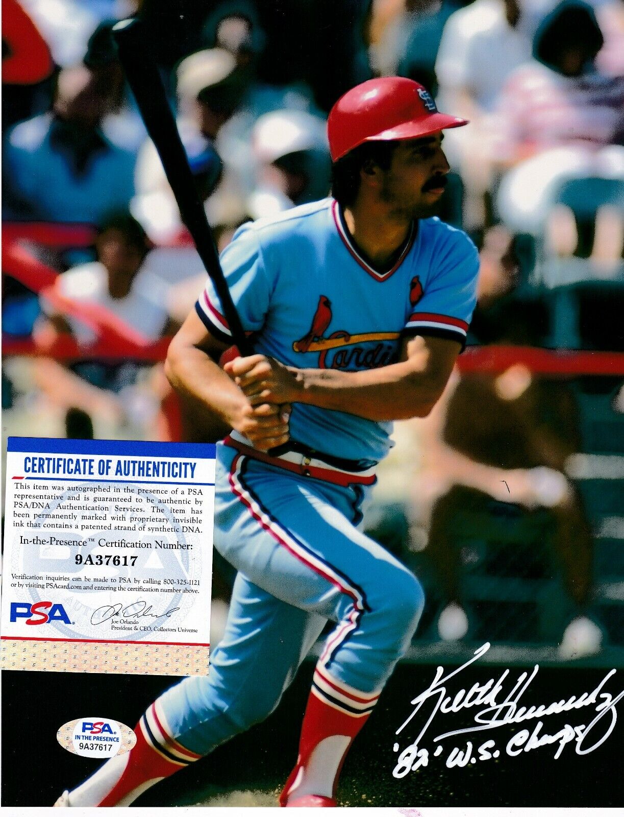 KEITH HERNANDEZ ST. LOUIS CARDINALS PSA AUTHENTICATED 82 WS CHAMPS SIGNED 8x10