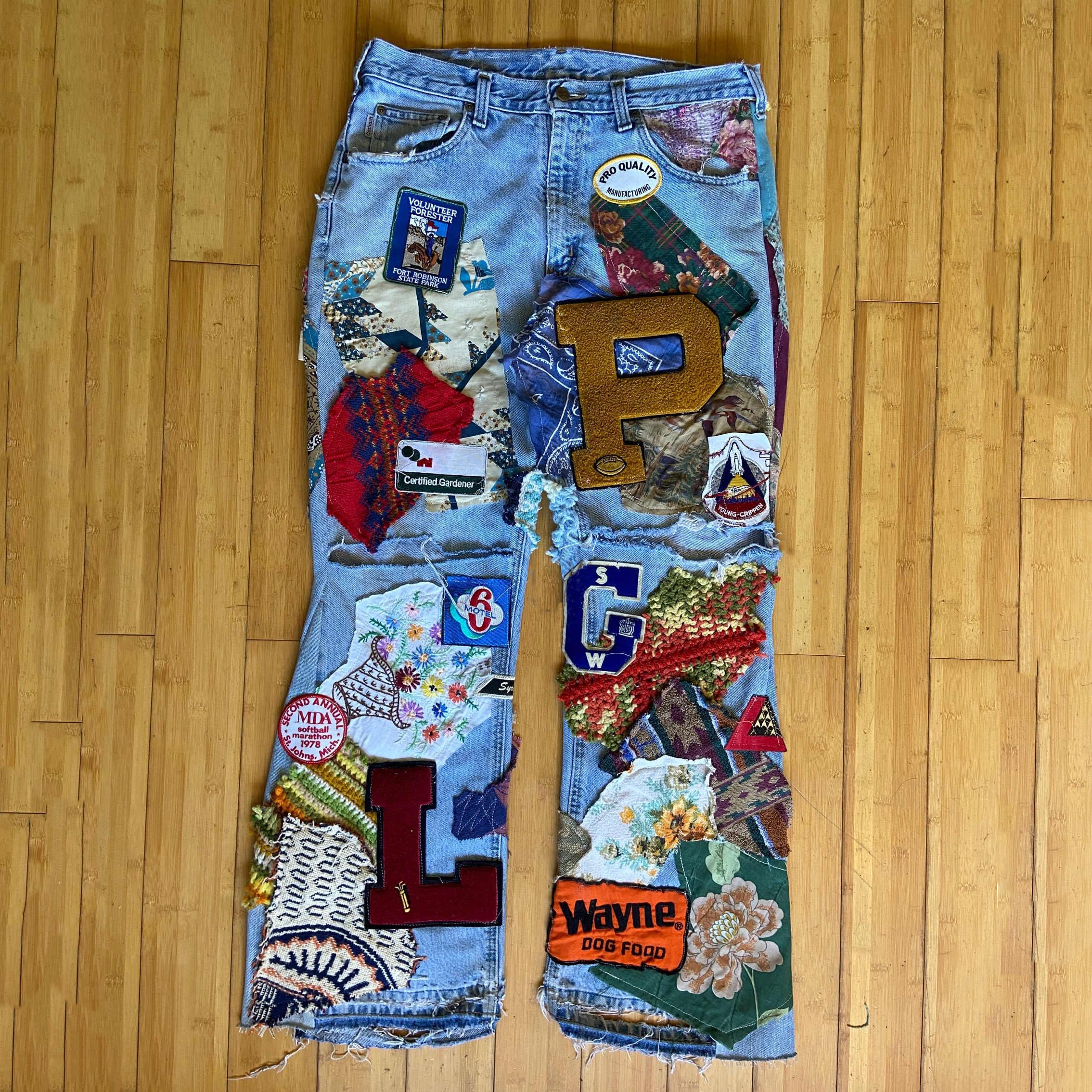 Western Collage Casual Street Denim Pants