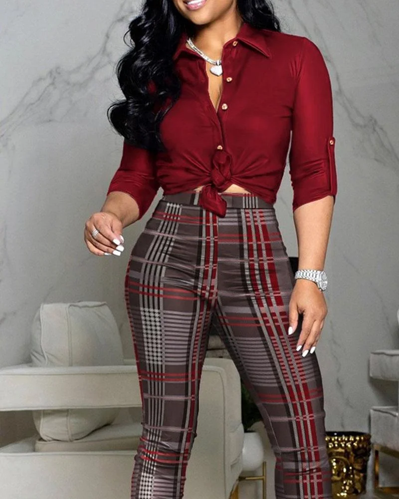 Polo Collar Shirt Tights Suit