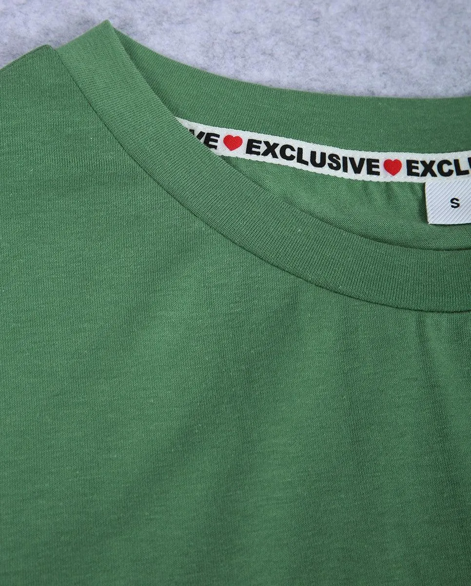Green Floral Print Round Neck Top