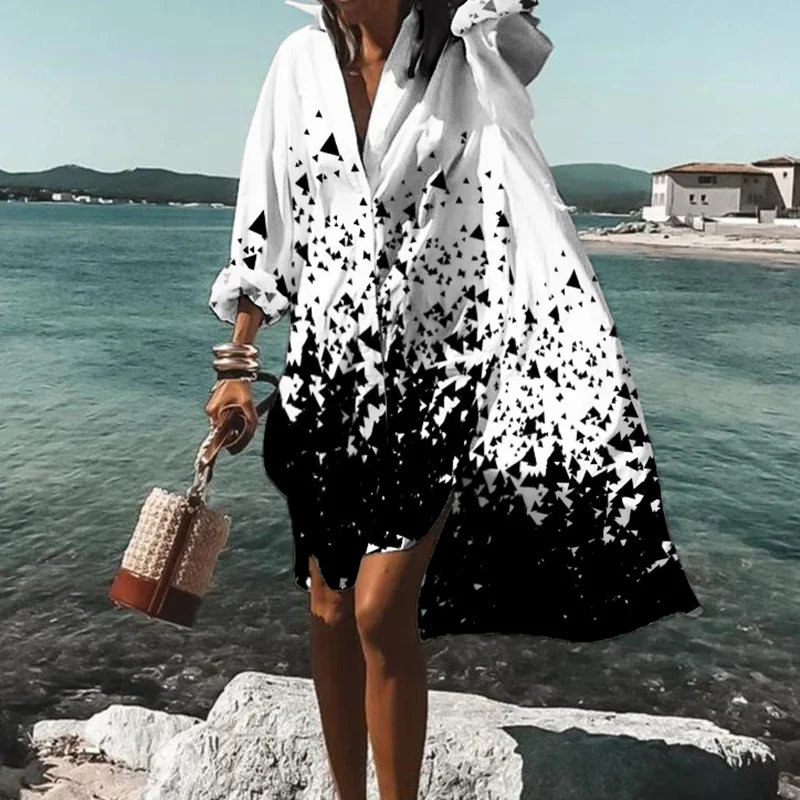 ⚡NEW SEASON⚡Loose Contrast Splatter Print Midi Dress