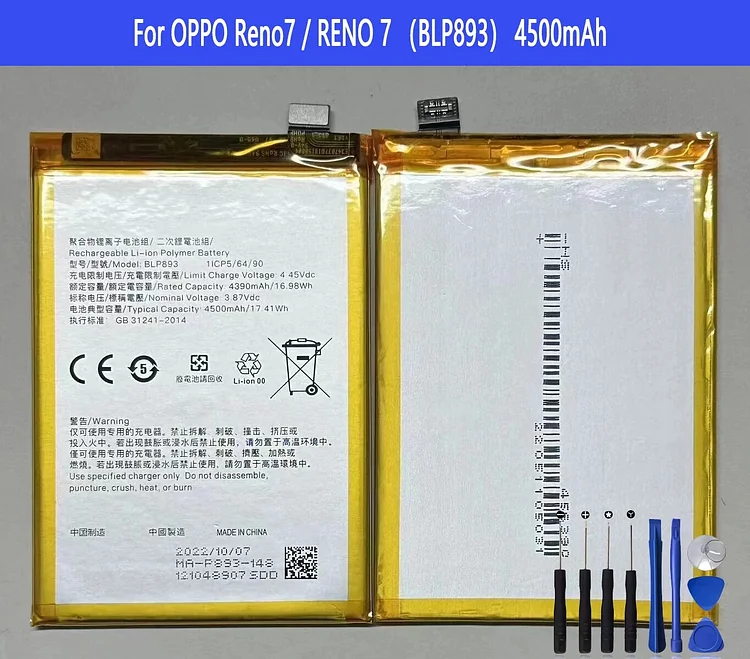 BLP893 Battery For OPPO Reno7 / RENO 7 Repair Part Original Capacity Phone Batteries Bateria