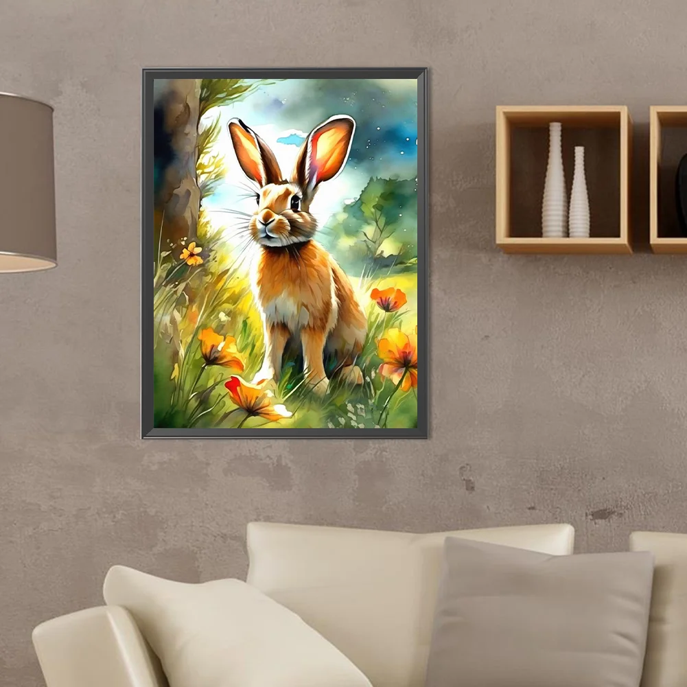 Full Round Diamond Painting 30*40cm - Rabbit In The Forest