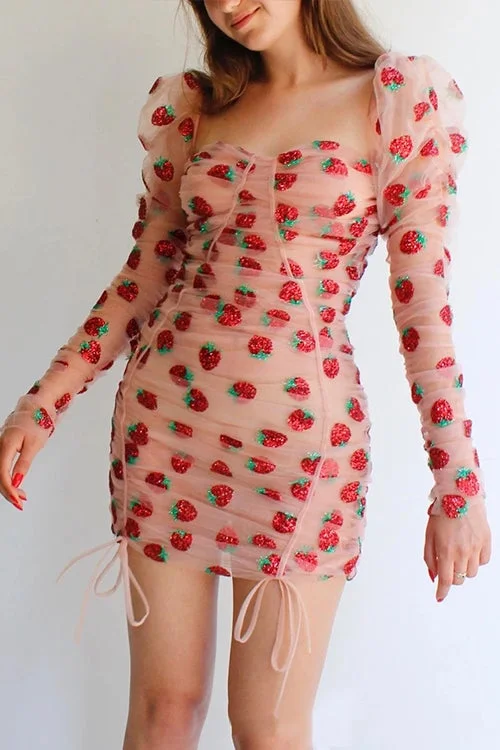Amazing Memories Strawberry Bodycon Dress