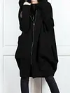 Stylish Solid Color Pocket Hooded Zipper Mid-Length Sweatshirt Jacket&Coat