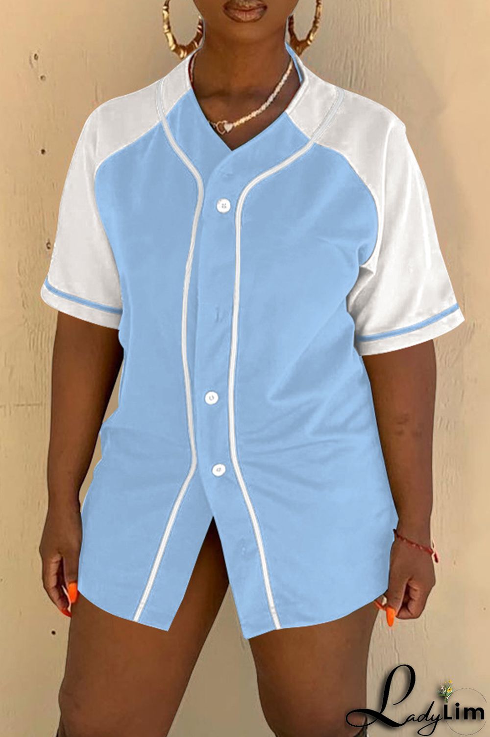 Black Fashion Casual Solid Split Joint V Neck Tops