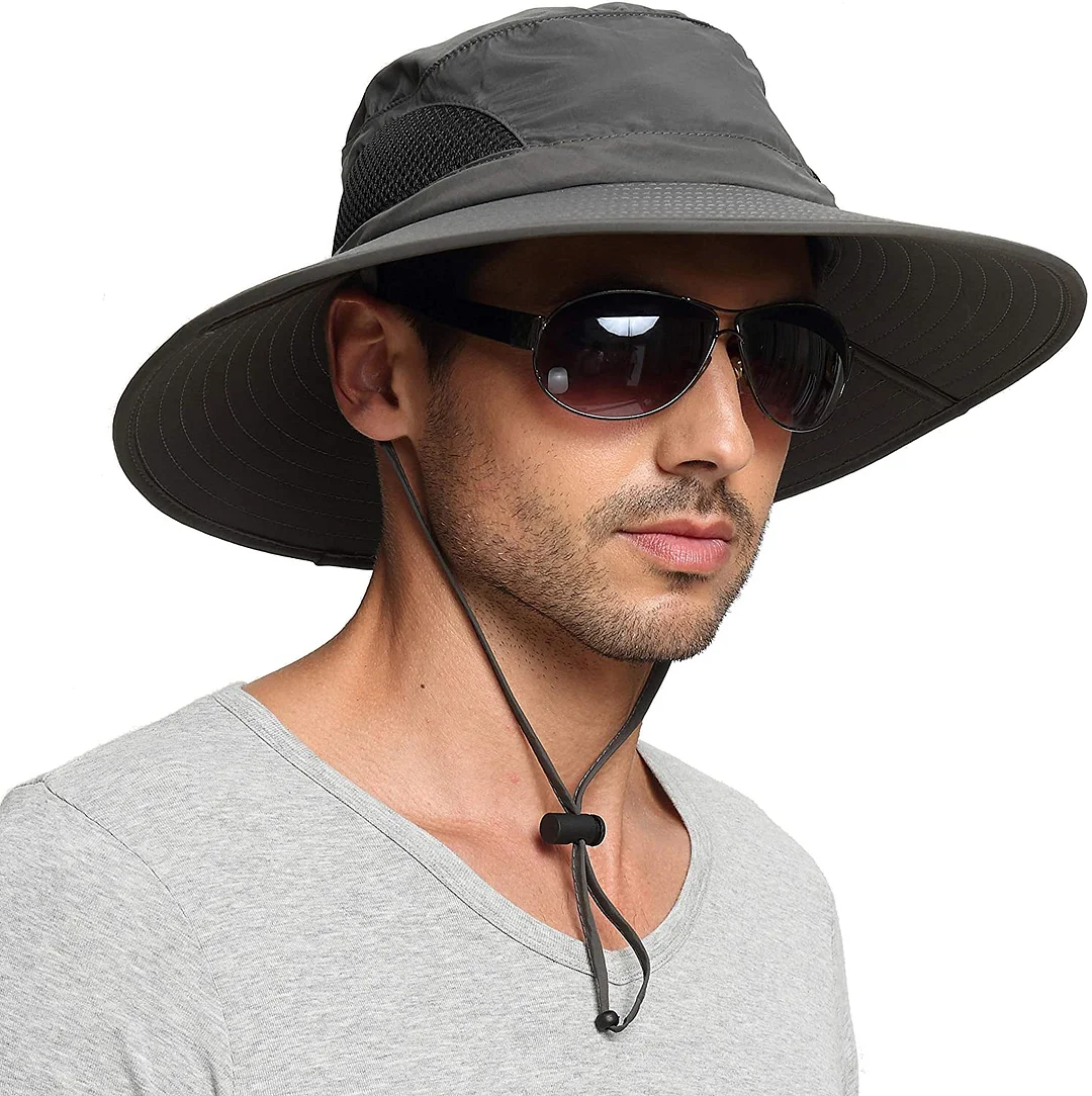 Sun Hat for Men/Women, Sun Protection Wide Brim Bucket Hat Waterproof Breathable Packable Boonie Hat for Fishing