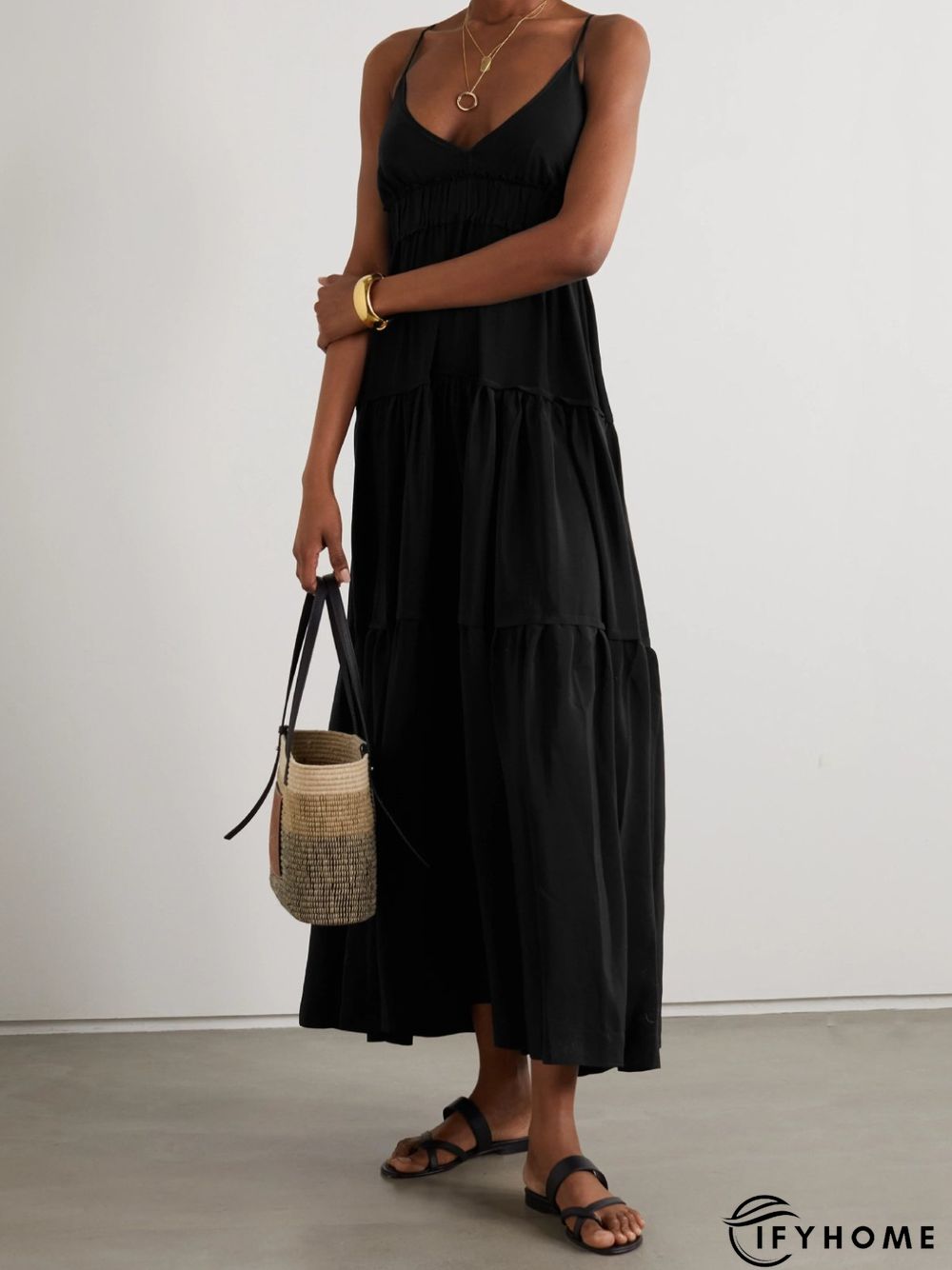 Casual Sleeveless V Neck Plus Size Dress | IFYHOME