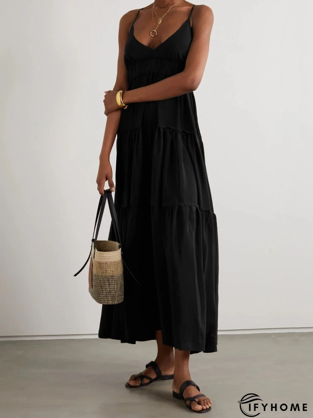 Casual Sleeveless V Neck Plus Size Dress | IFYHOME