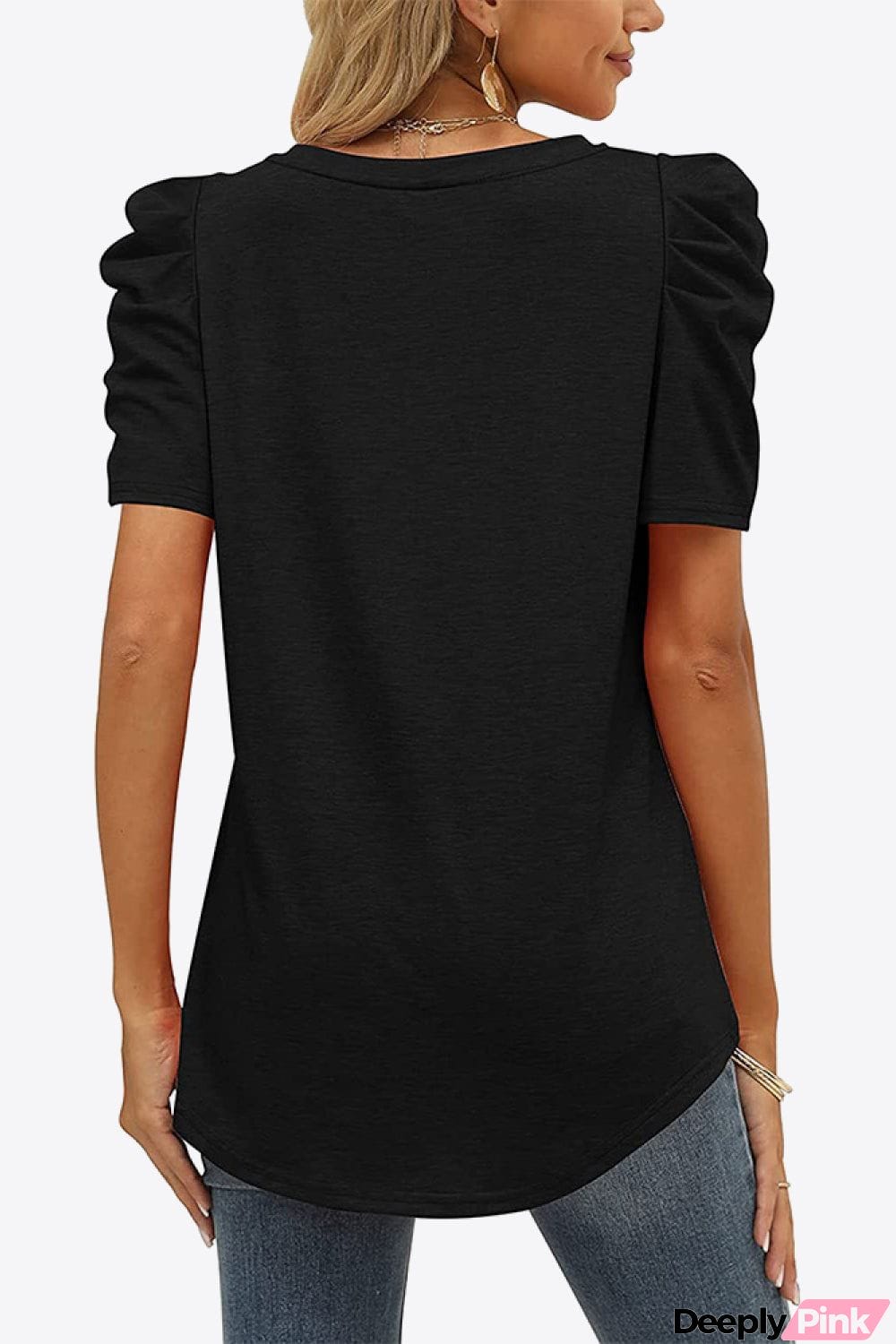 V-Neck Puff Sleeve Tee