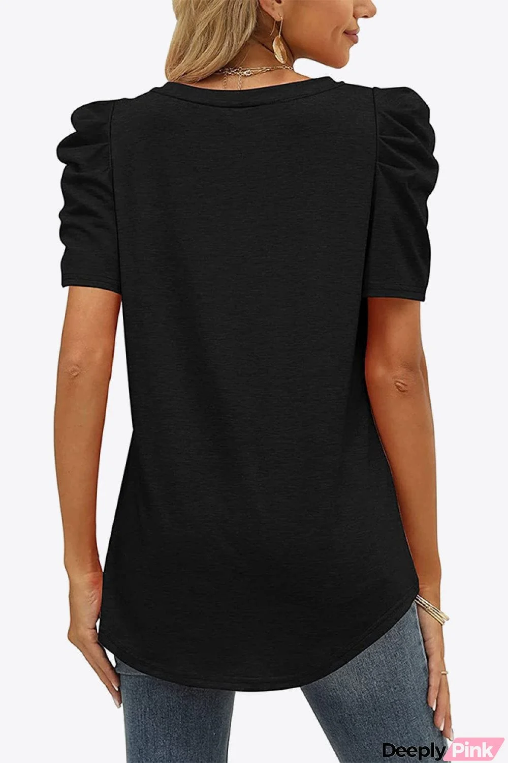 V-Neck Puff Sleeve Tee
