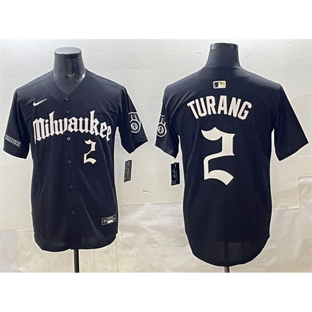 Youth Milwaukee Brewers #2 Brice Turang Black 